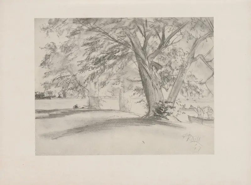 Bäume am Teich von Adolph von Menzel