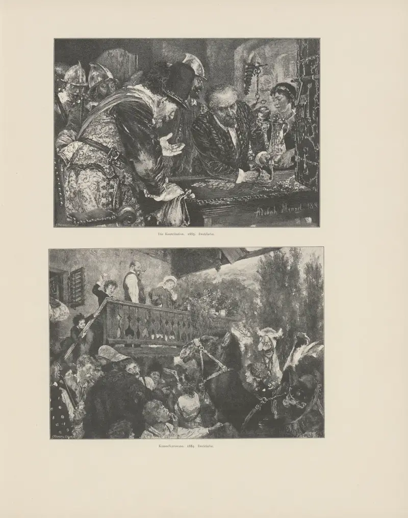 Kontributionen, 1885; kamelkaravan av Adolph von Menzel