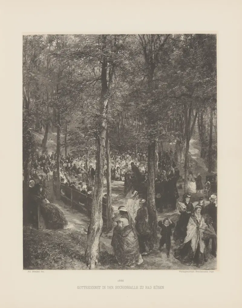Gudstjänst i bokhallen i Bad Kösen av Adolph von Menzel