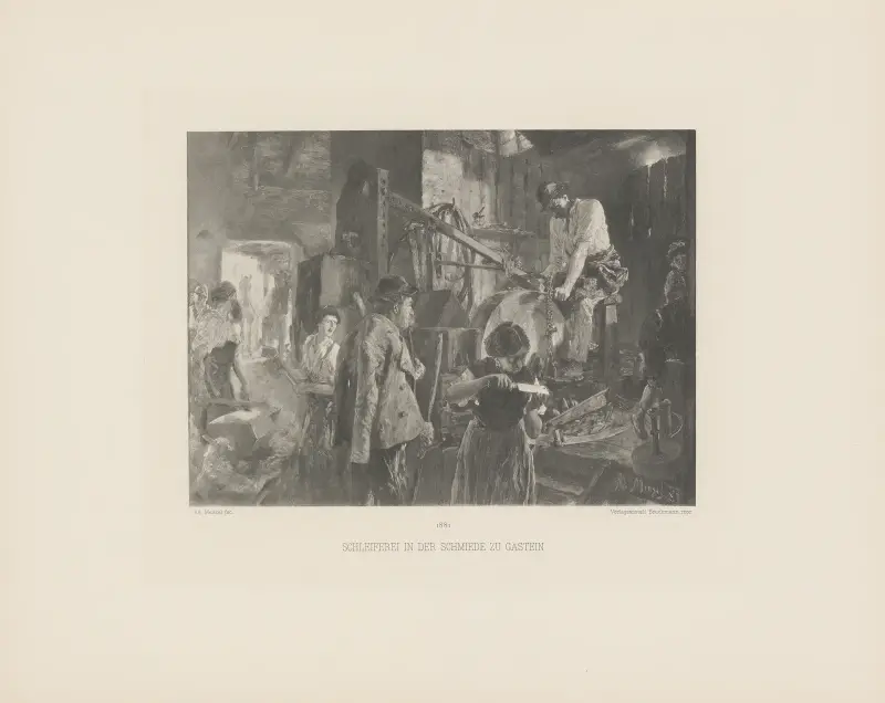 Slipning i smedjan i Gastein av Adolph von Menzel