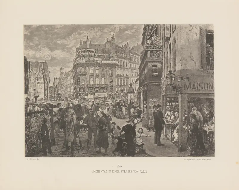 Vardag på en gata i Paris av Adolph von Menzel