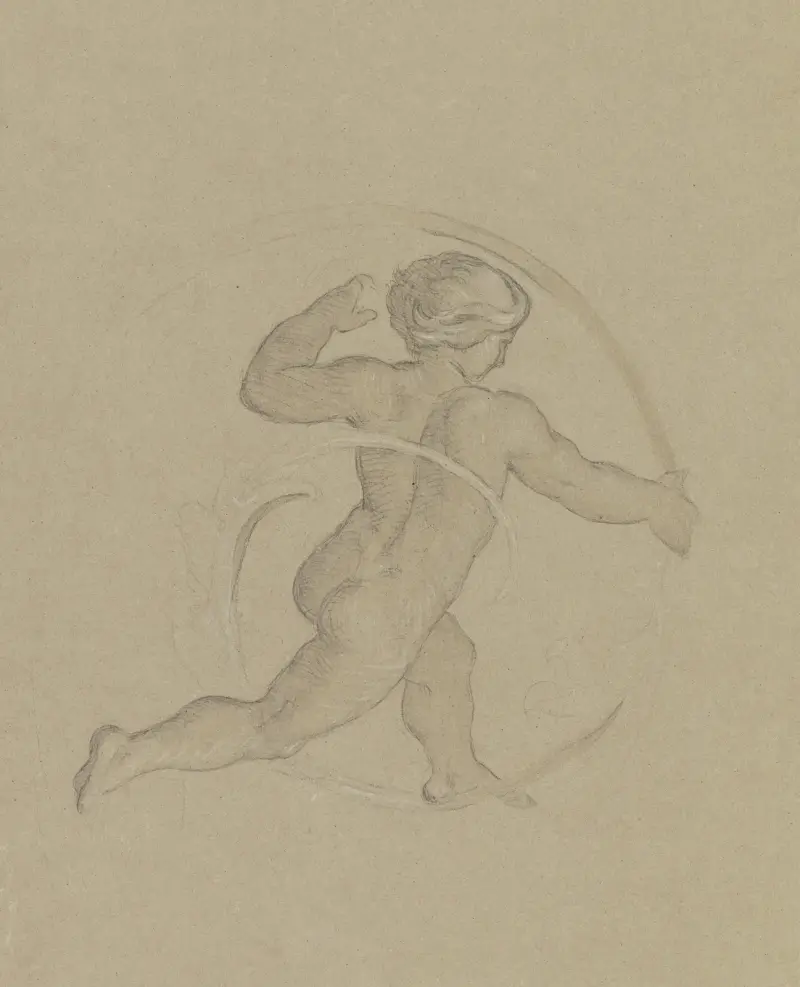Putto mellan rankor, springande av Moritz von Schwind