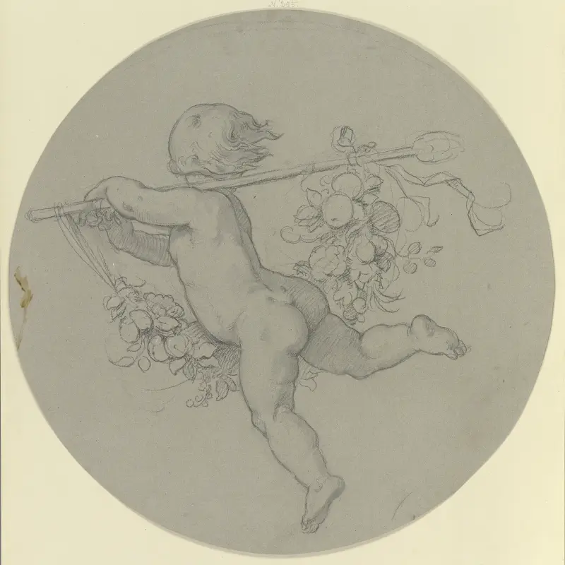 Schwebender Putto mit geschultertem Thyrsosstab von Moritz von Schwind