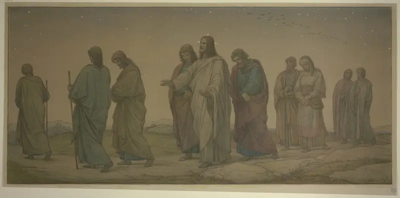 Christ walking with the disciples av Eduard von Steinle