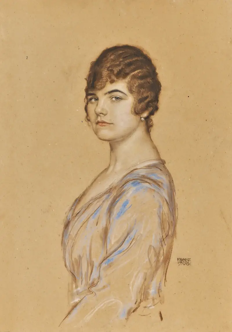 Flicka i blå klänning av Franz von Stuck