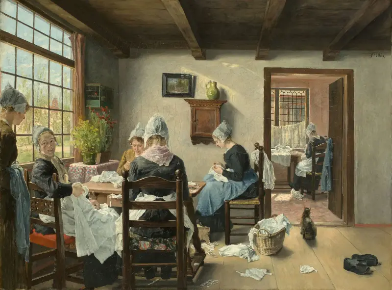 Holländische Nähstube av Fritz von Uhde