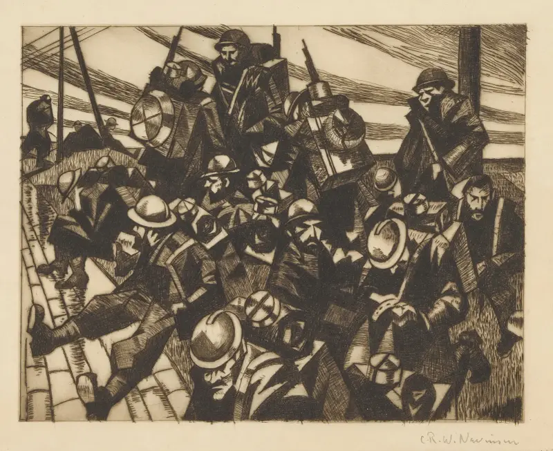 French troops resting av Christopher R. W. Nevinson