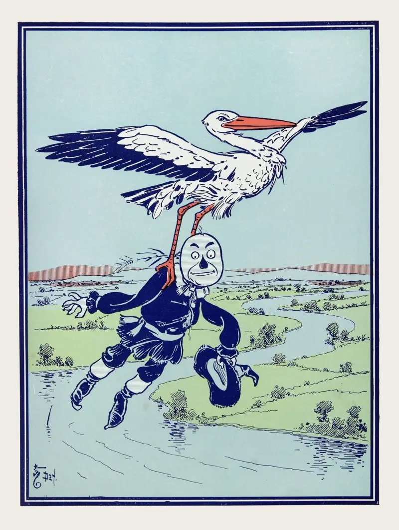 Der Storch trug ihn in die Lüfte von William Wallace Denslow
