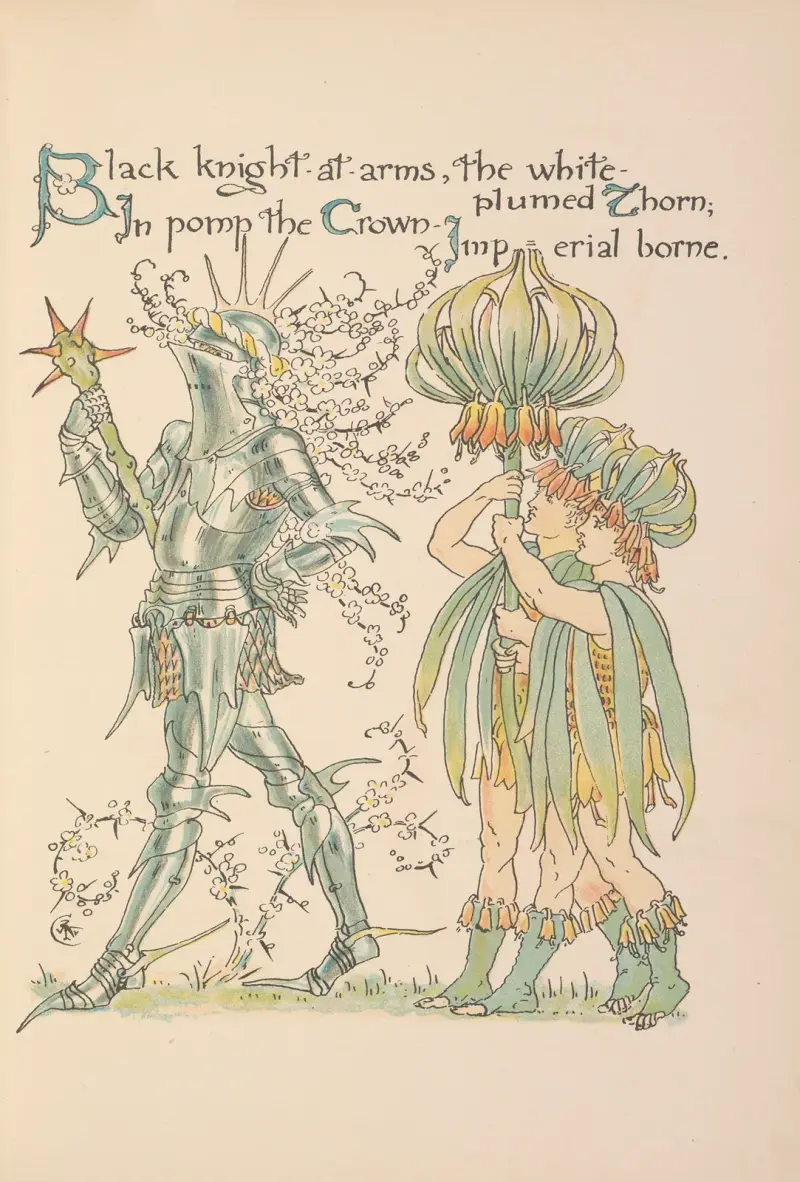 Floras fest; En mask av blommor, plansch 13 av Walter Crane