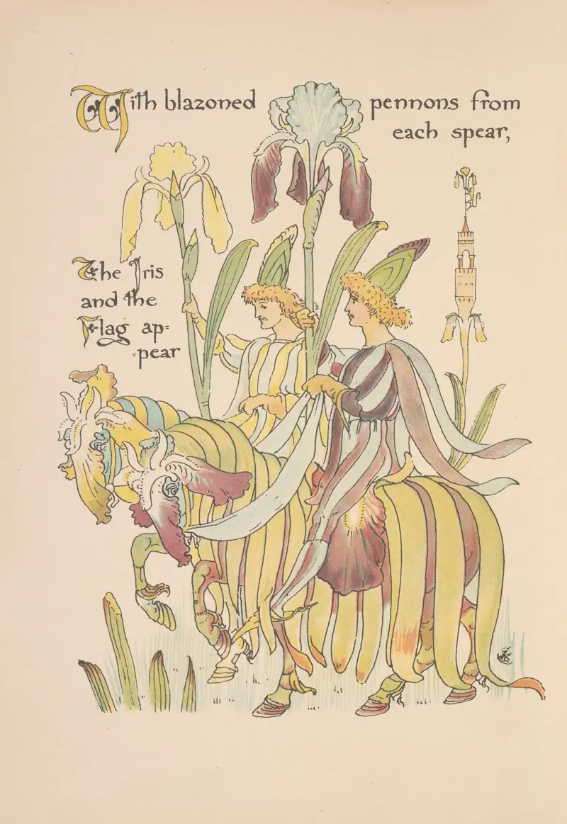 Floras Fest; Eine Maskerade der Blumen, Taf. 16 von Walter Crane
