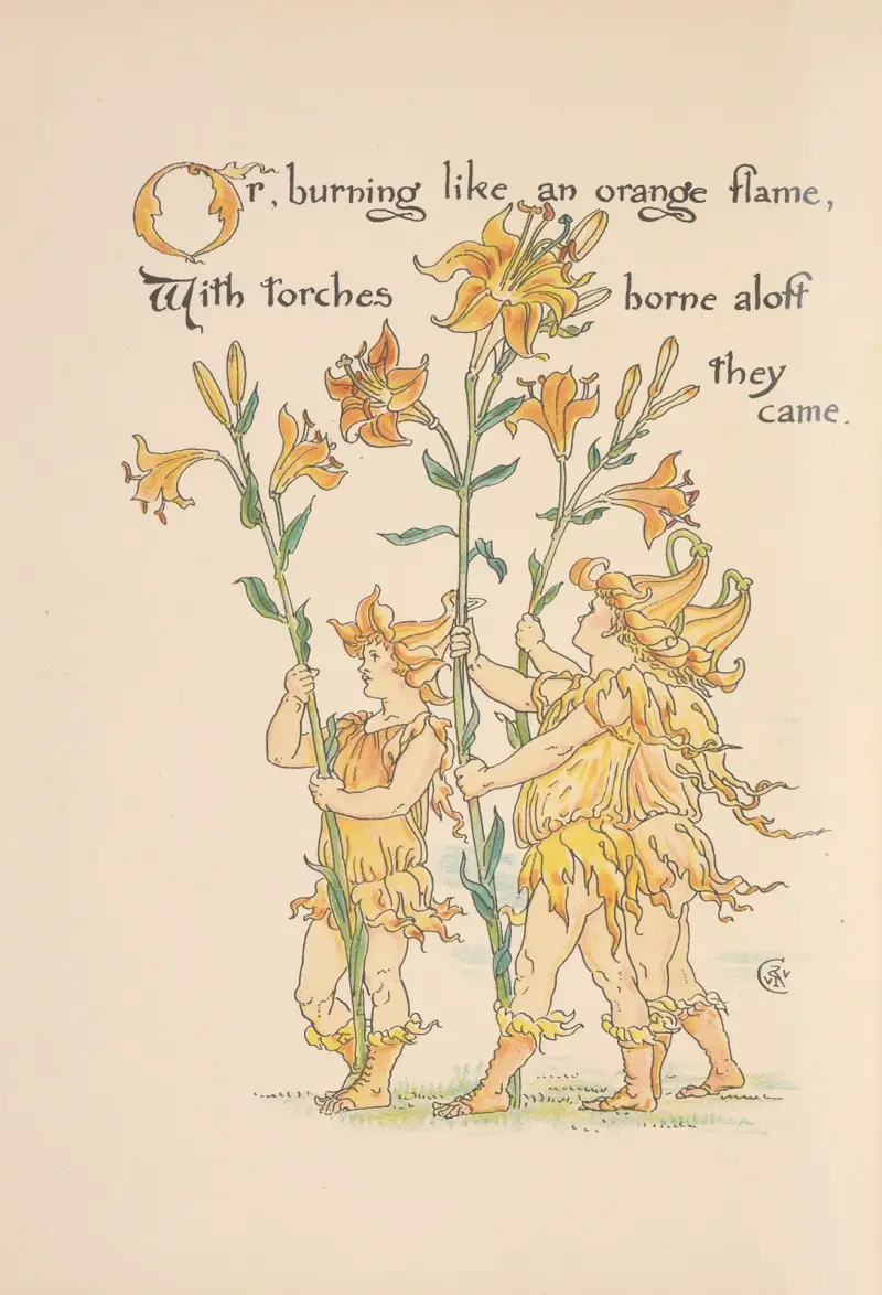 Floras fest; En maskerad av blommor, plansch 26 av Walter Crane