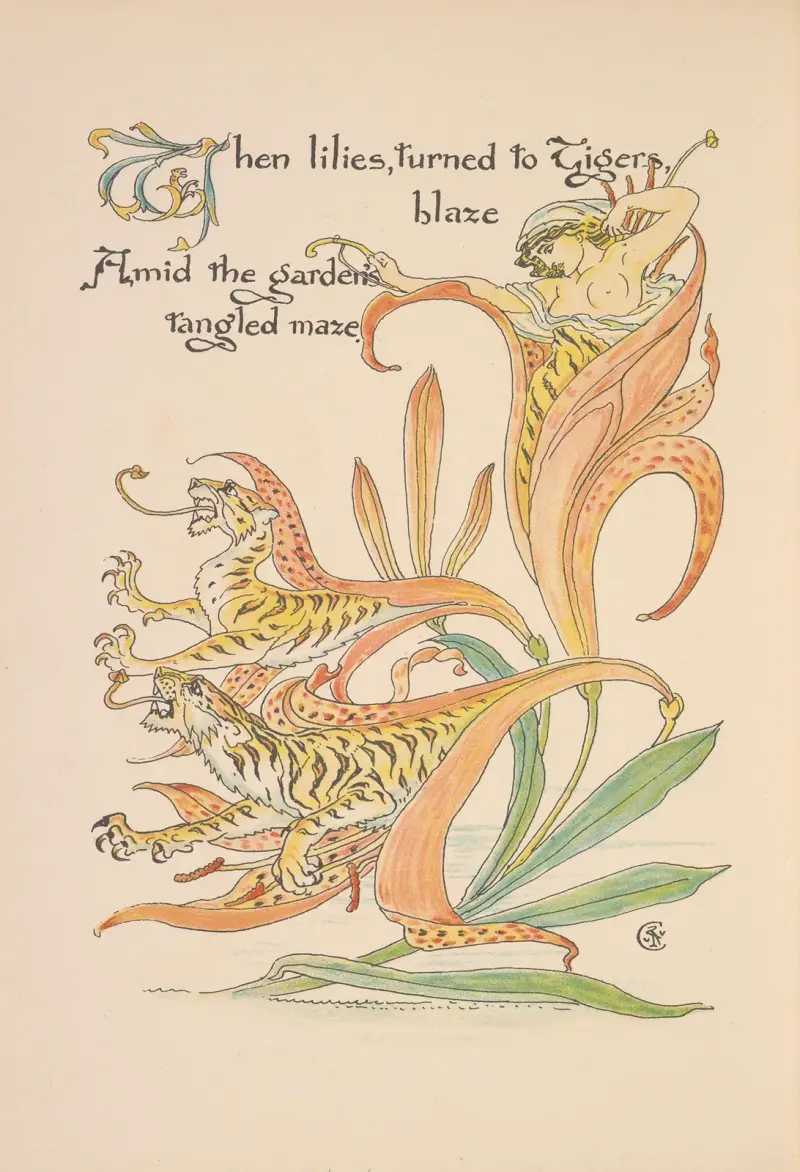 Floras Fest; Eine Maskerade der Blumen, Taf. 34 von Walter Crane