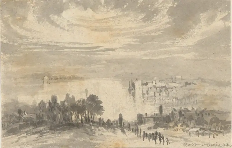 Landschaft – Stadt an einer Bucht von Robert Walter Weir