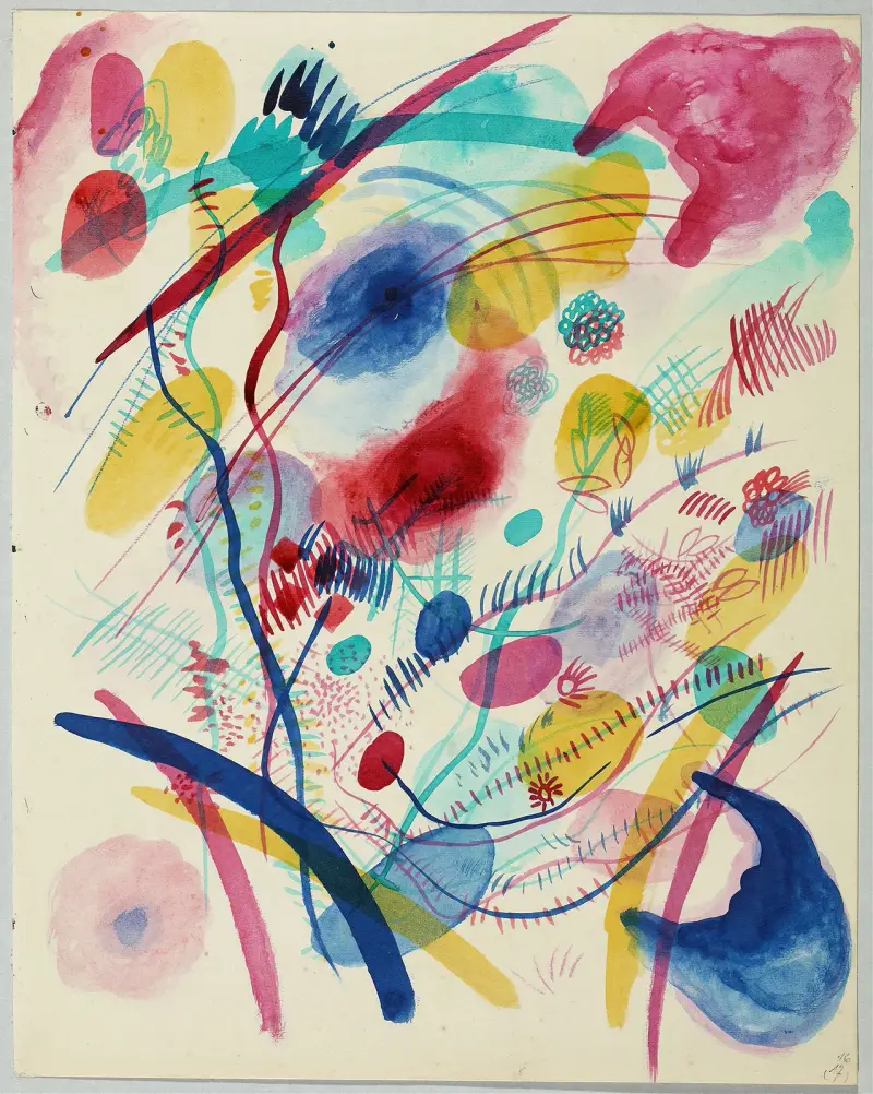Komposition i rött, blått, grönt och gult av Wassily Kandinsky
