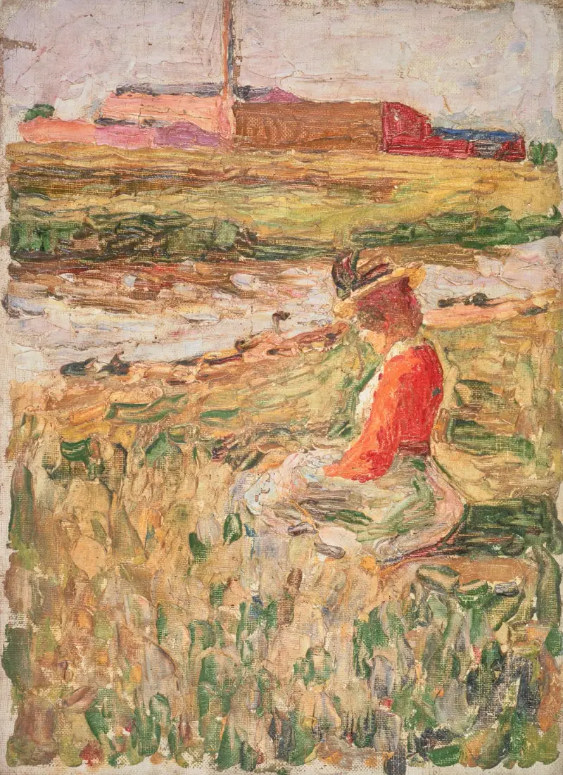 Dame im Gras sitzend av Wassily Kandinsky