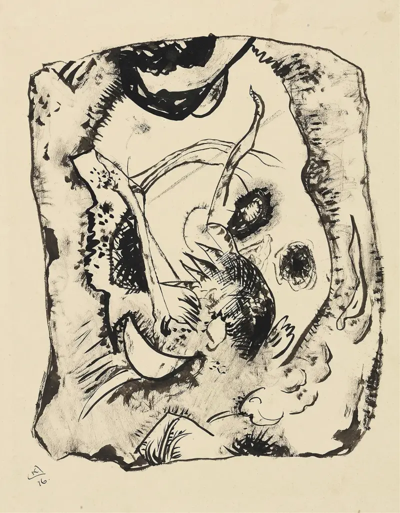 Zeichnung zu ‚Bild auf hellem Grund‘ von Wassily Kandinsky