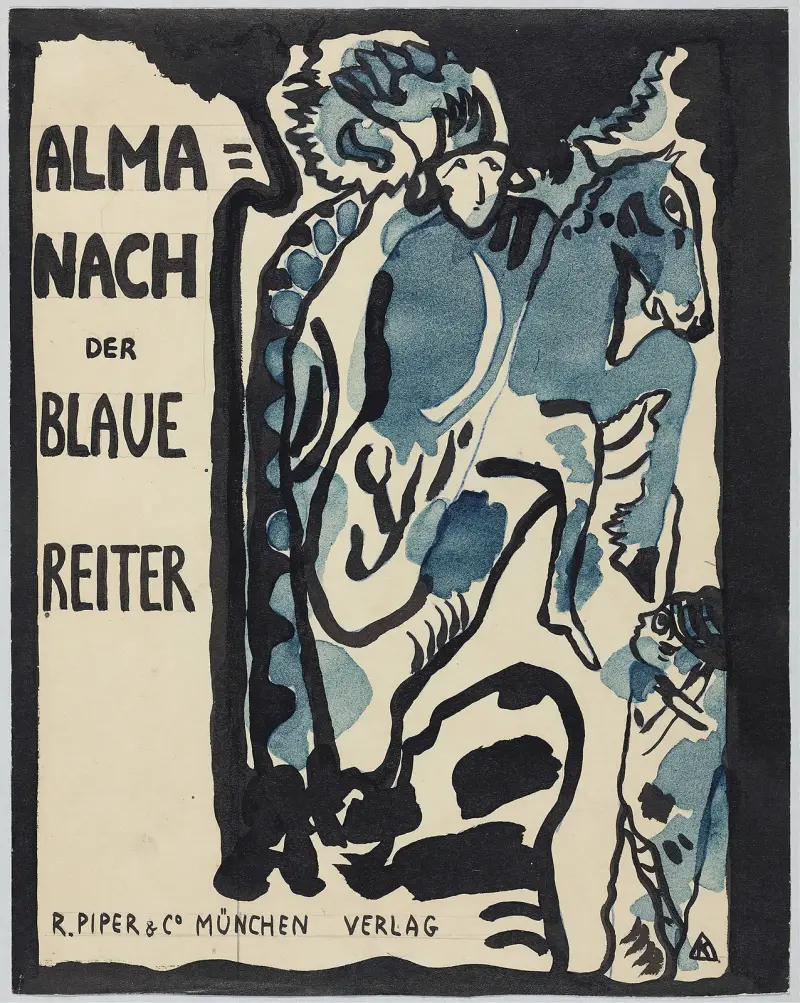 Slutlig design för omslaget till almanackan 'Der Blaue Reiter' av Wassily Kandinsky