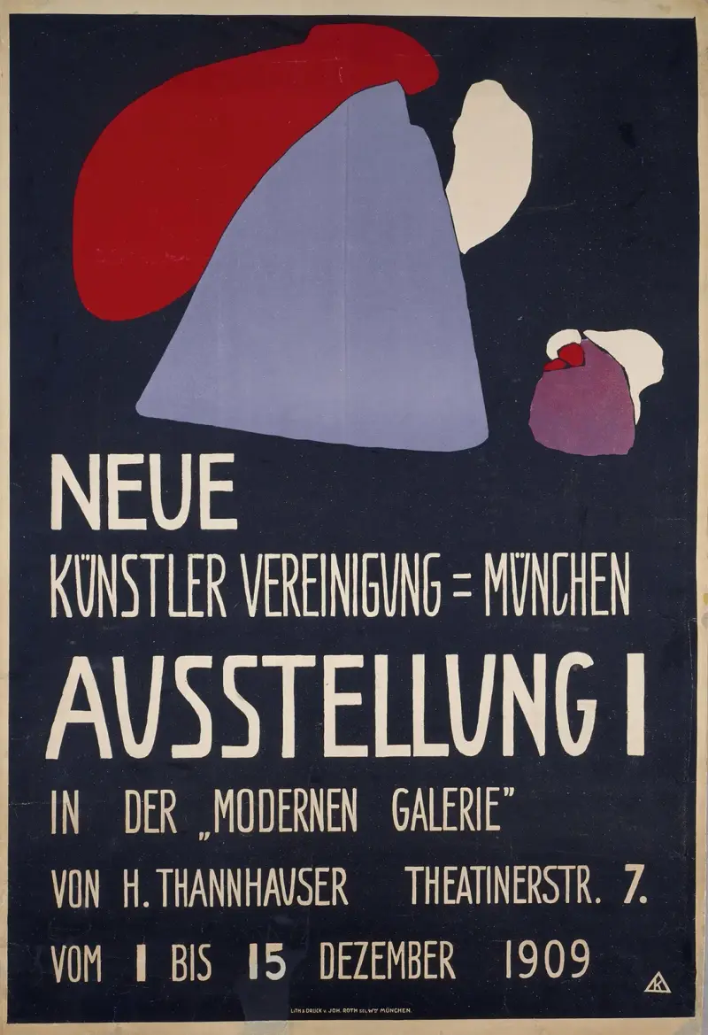 Plakat für die erste Ausstellung der Neuen Künstlervereinigung München von Wassily Kandinsky