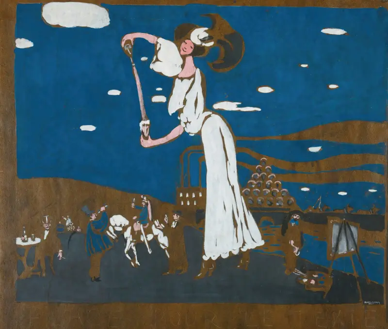 Skizze für ein Plakat für eine französische Brauerei von Wassily Kandinsky