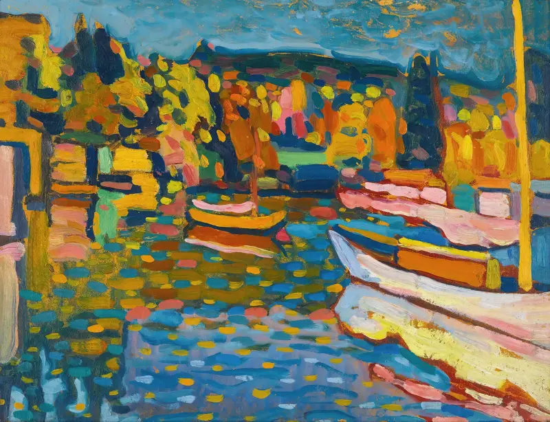 Study For Autumn Landscape With Boats av Wassily Kandinsky