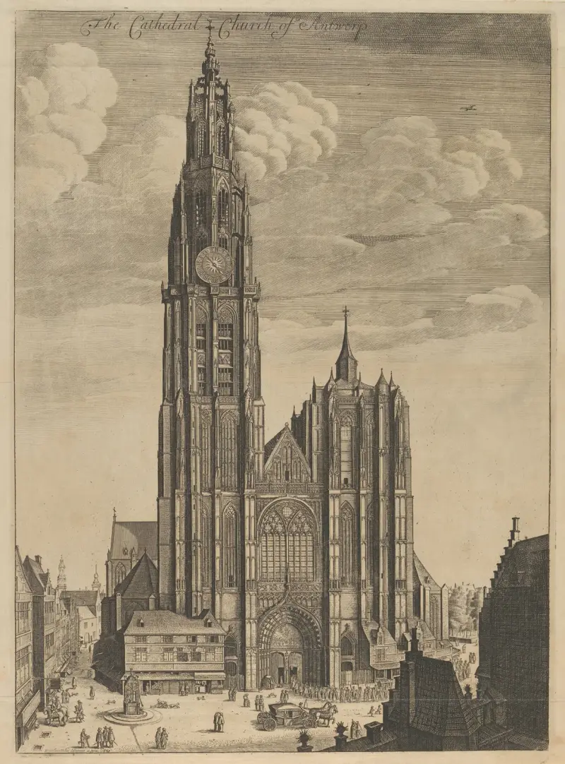 Antwerp Cathedral (Prospectvs Tvrris Ecclesiæ Cathedralis) av Wenceslaus Hollar