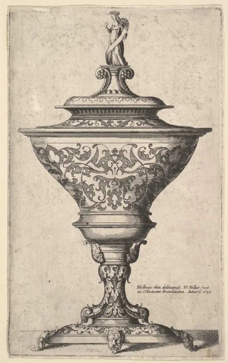 Prunkpokal auf Maskenfüßen von Wenceslaus Hollar