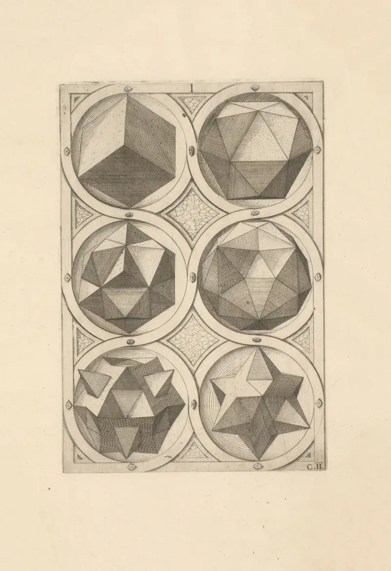Perspectiva Corporum Regularium (Perspective of regular solids) Pl.13 av Wenzel Jamnitzer
