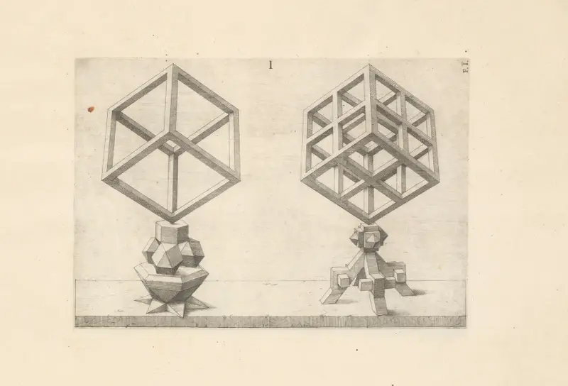 Perspectiva Corporum Regularium (Perspective of regular solids) Pl.25 av Wenzel Jamnitzer