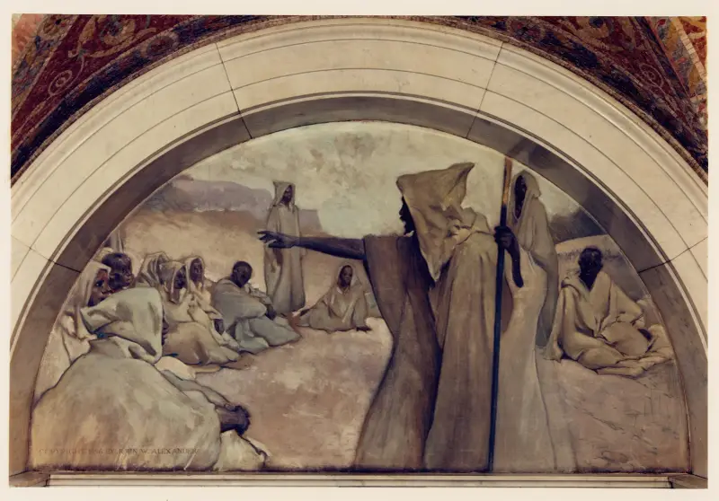 Oral Tradition – Wandmalerei aus der Serie Evolution of the Book von John White Alexander