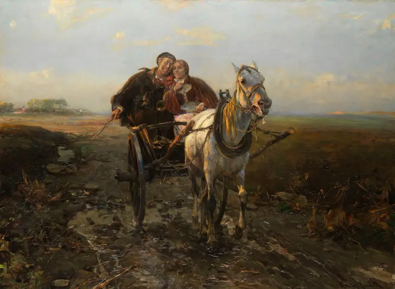 Szczęśliwa przejażdżka powozem, Alfred von Wierusz-Kowalski