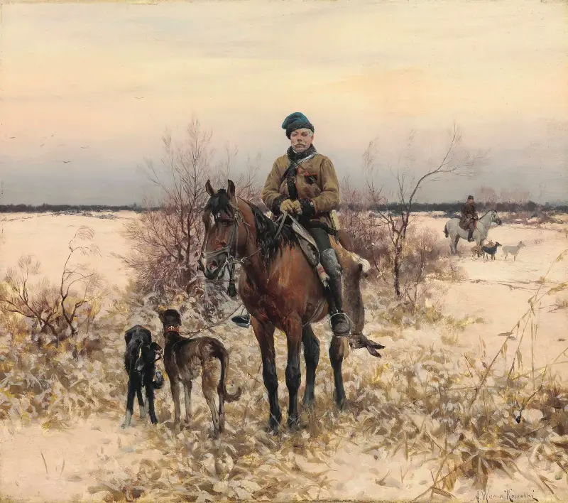Jakt med hundar av Alfred von Wierusz-Kowalski
