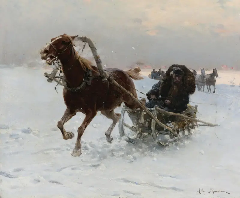 Slädkaravan av Alfred von Wierusz-Kowalski