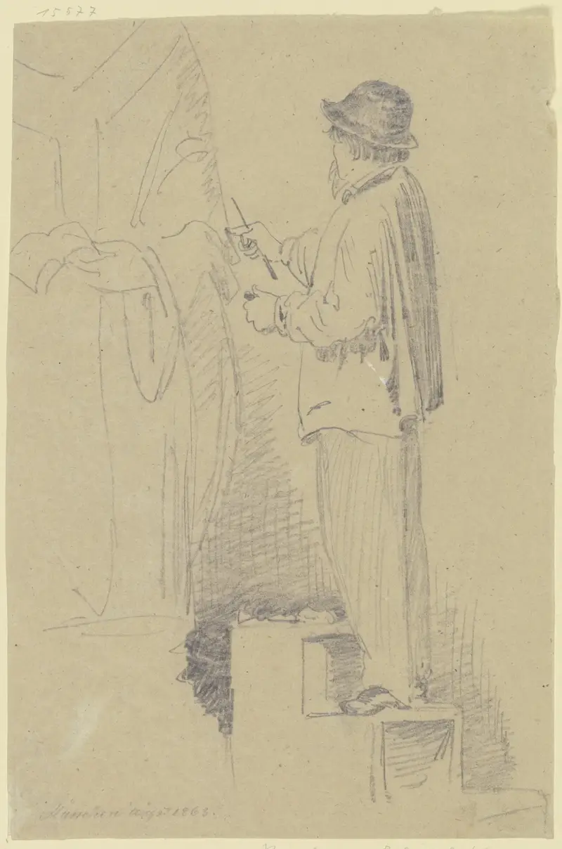 Bildhauer Schierholtz bei der Arbeit von Wilhelm Busch