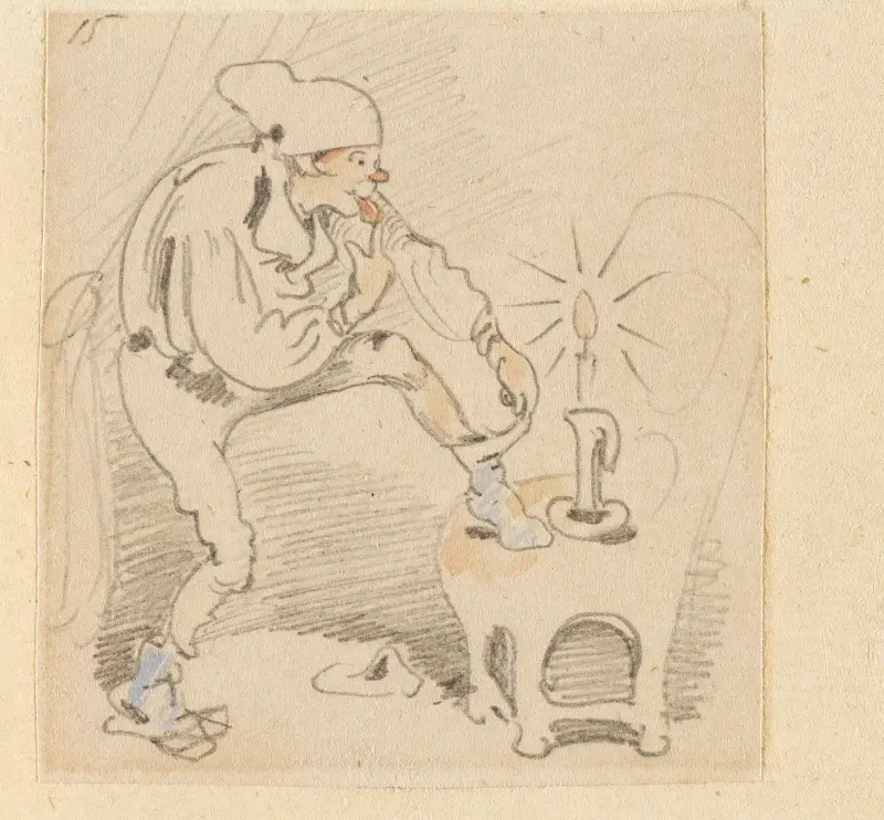 Den störda men lyckligt återvunna nattsömnen (Loppan); 15 av Wilhelm Busch