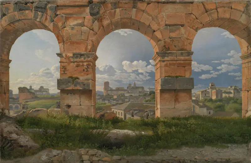 Utsikt genom tre valv på Colosseums tredje våning av Christoffer Wilhelm Eckersberg