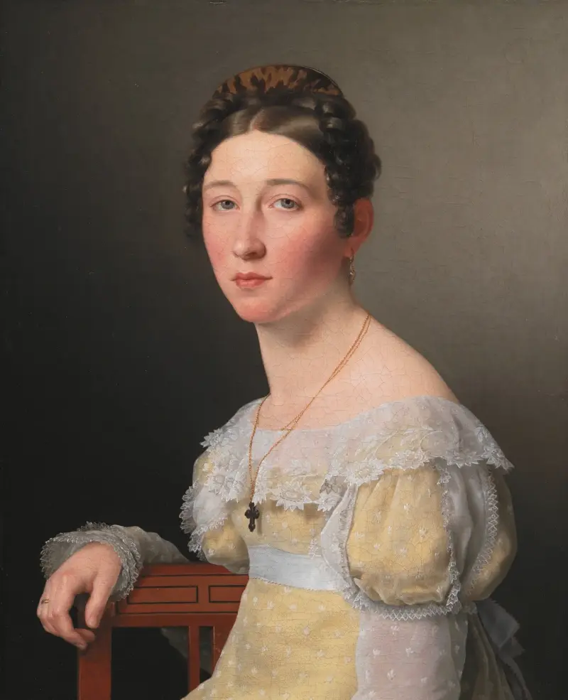 Porträtt av Emilie Henriette Massmann, trolovad med Frederik Wilhelm Caspar von Benzon av Christoffer Wilhelm Eckersberg