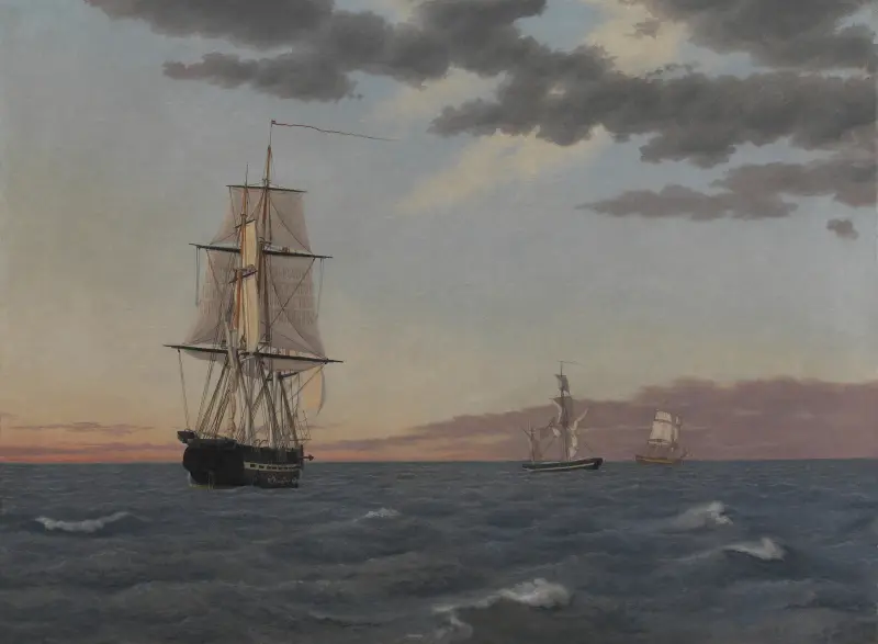 The Corvette ‘Galathea’ Lying to in order to Send Help to the Brig ‘St Jean’ av Christoffer Wilhelm Eckersberg