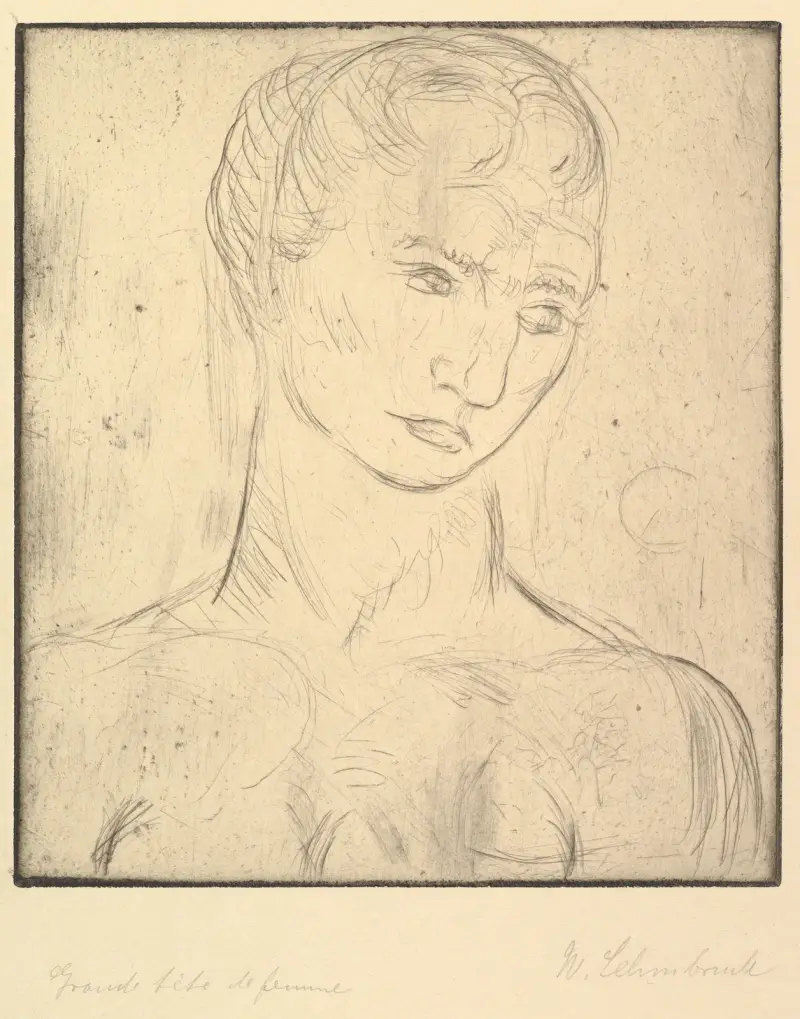 Kvinnohuvud av Wilhelm Lehmbruck