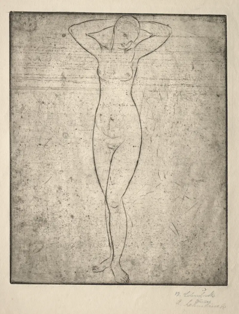 Stehendes Mädchen mit den Armen hinter dem Kopf von Wilhelm Lehmbruck