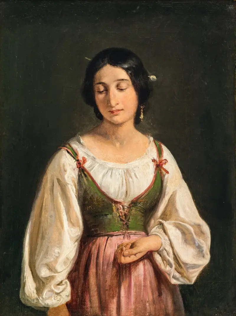 Stående italiensk kvinna. Studie till En getherde som säljer mjölk av Wilhelm Marstrand