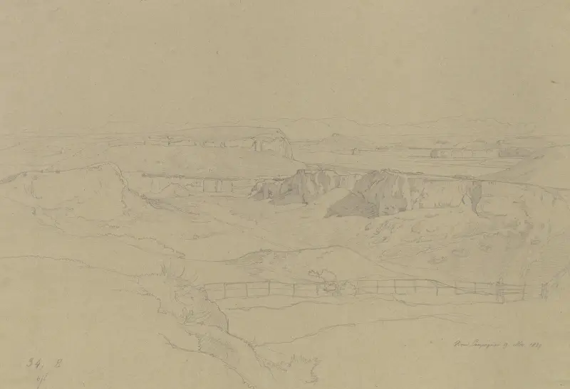 Utsikt över ett karstlandskap i den romerska Campagnan av Johann Wilhelm Schirmer