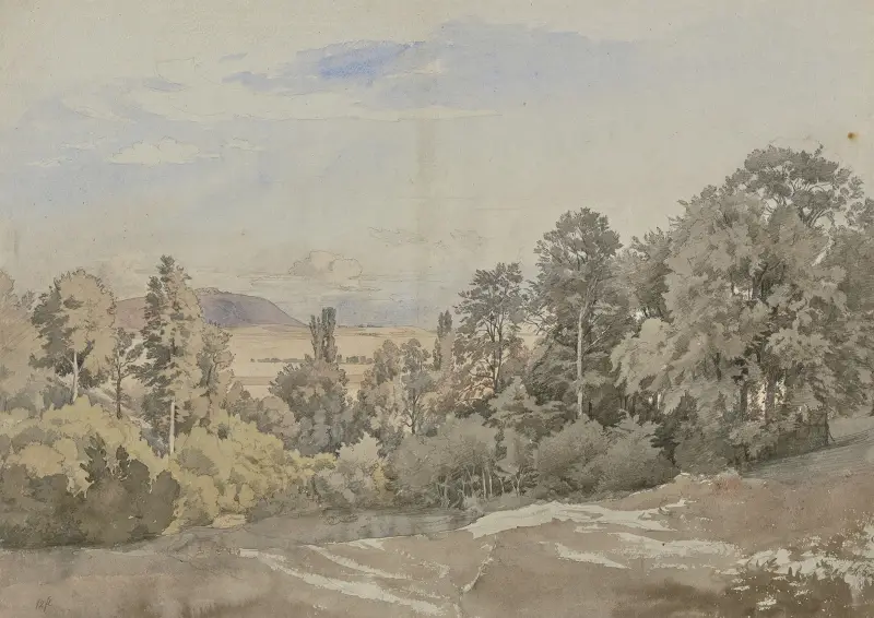 Forest with distant view av Johann Wilhelm Schirmer