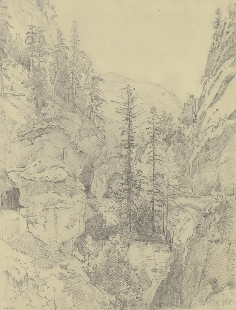Pohled na Via Mala, Johann Wilhelm Schirmer