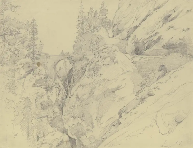 Via Mala, ovanför stenbron av Johann Wilhelm Schirmer