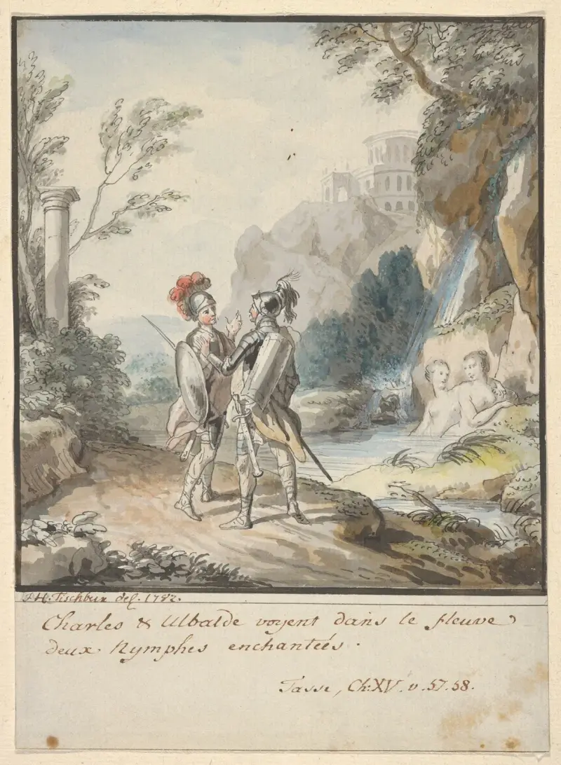 Carlo och Ubaldo motstår Armidas nymfers förtrollning av Johann Heinrich Wilhelm Tischbein