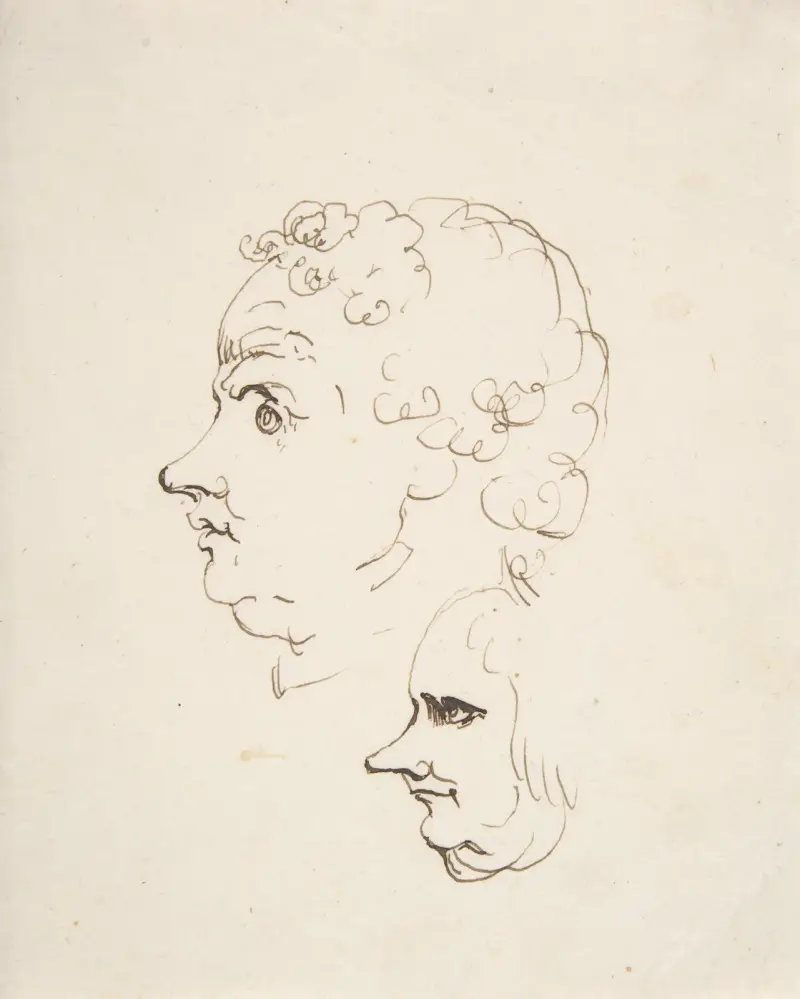 Zwei Karikaturköpfe von Männern von Johann Heinrich Wilhelm Tischbein