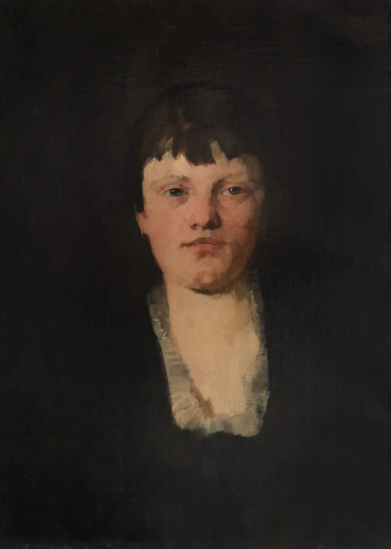 Mädchen mit viereckigem Halsausschnitt von Wilhelm Trübner
