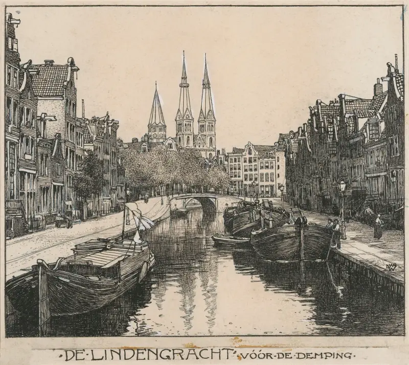 Lindengracht i Amsterdam, före igenfyllningen av Willem Wenckebach