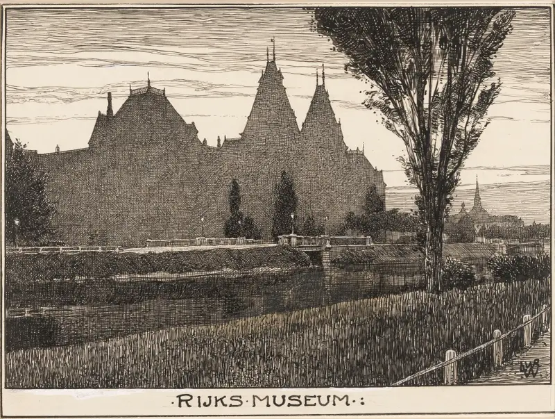 Rijksmuseum i Amsterdam, sett från Stadhouderskade av Willem Wenckebach