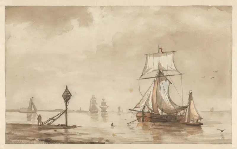 Fartyg vid en landtunga av Willem Witsen